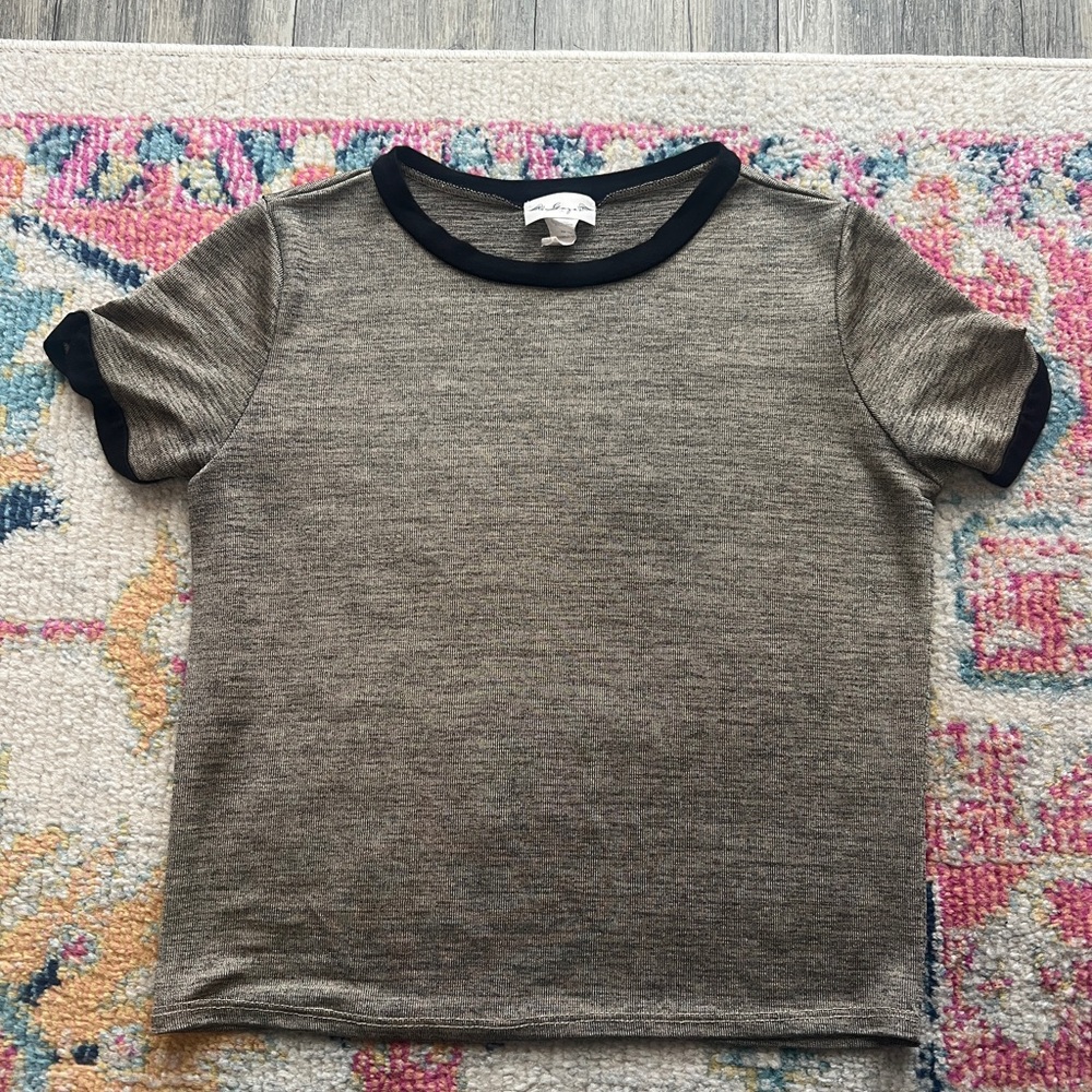 Metallic Marled T Shirt Gold Black Small